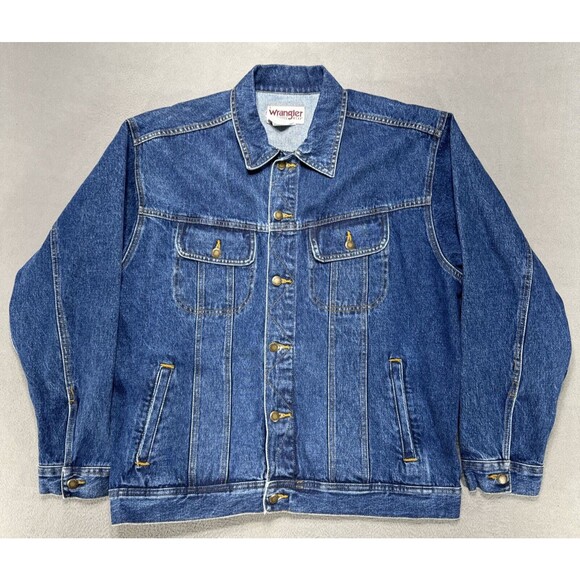 Wrangler Jean Jacket Mens Extra Large Blue Rugged Wear Trucker Denim RJK30AN - Picture 2 of 16